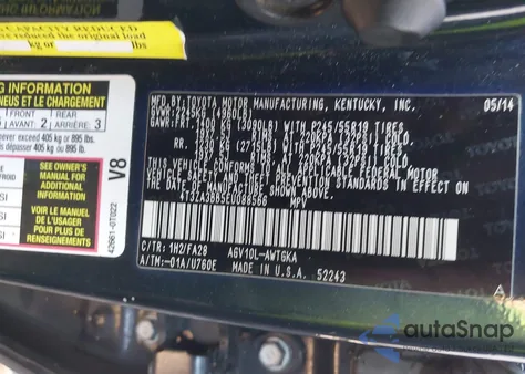 2014 Toyota Venza Le из США, поврежденный, VIN 4T3ZA3BB5EU088566